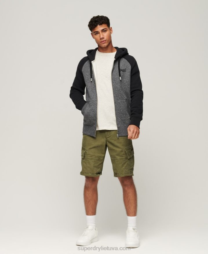 Superdry Organic Cotton Essential Logo Baseball Zip Hoodie Dark Grey Men