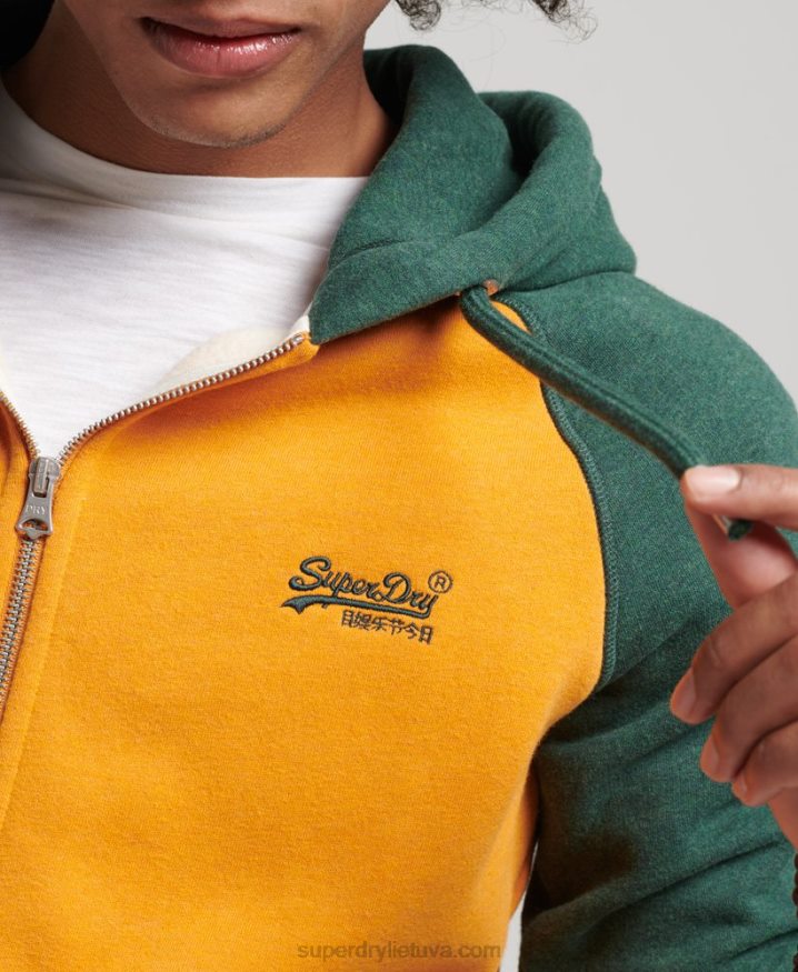 Superdry Organic Cotton Essential Logo Baseball Zip Hoodie Gold Men