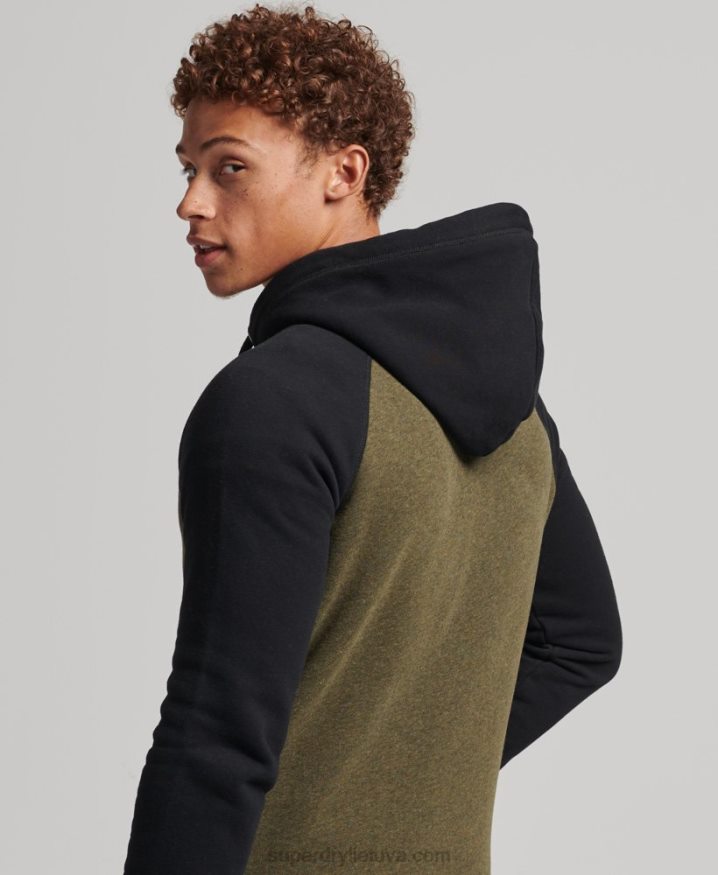 Superdry Organic Cotton Essential Logo Baseball Zip Hoodie Green Men