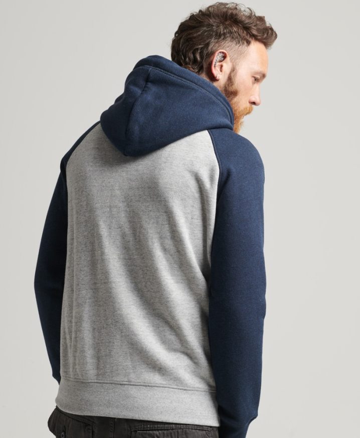 Superdry Organic Cotton Essential Logo Baseball Zip Hoodie Grey Men