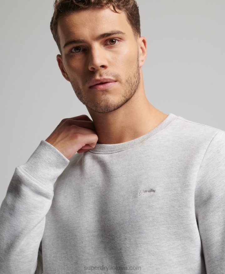 Superdry Organic Cotton Essential Logo Crew Sweatshirt Light Grey Men