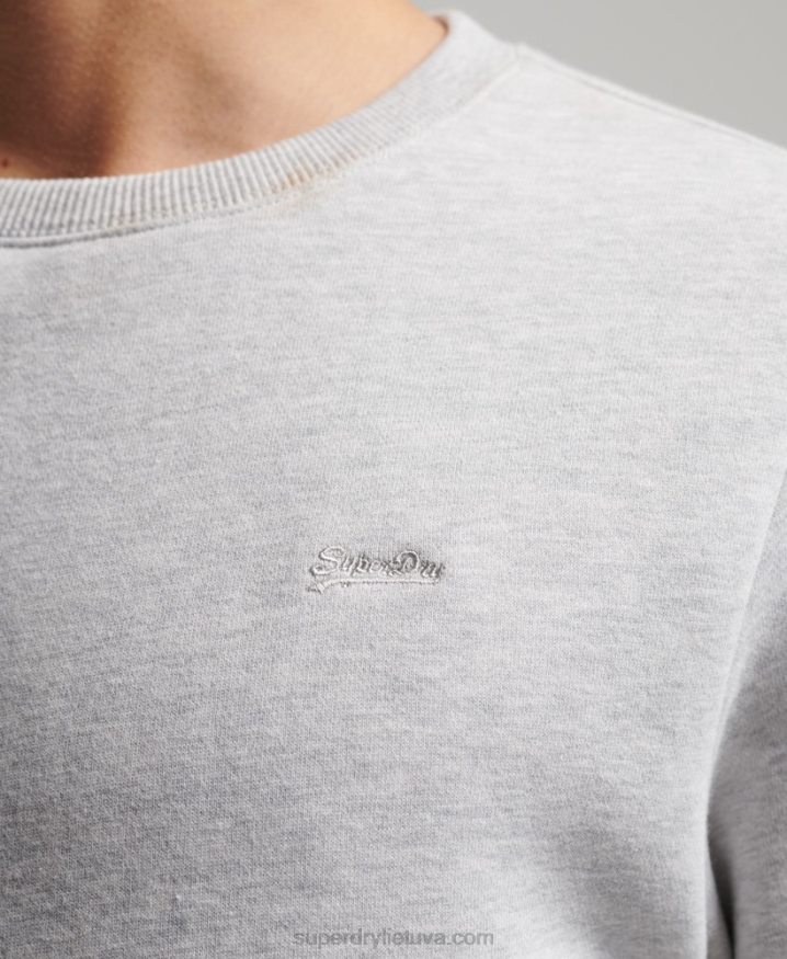 Superdry Organic Cotton Essential Logo Crew Sweatshirt Light Grey Men