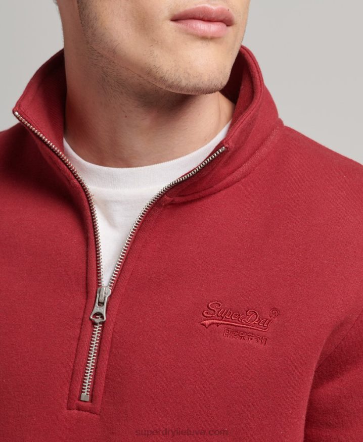 Superdry Organic Cotton Essential Logo Half Zip Sweatshirt Red Men