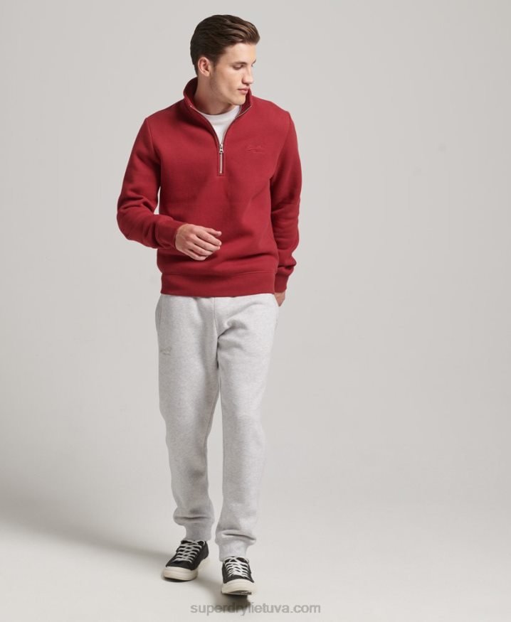 Superdry Organic Cotton Essential Logo Half Zip Sweatshirt Red Men