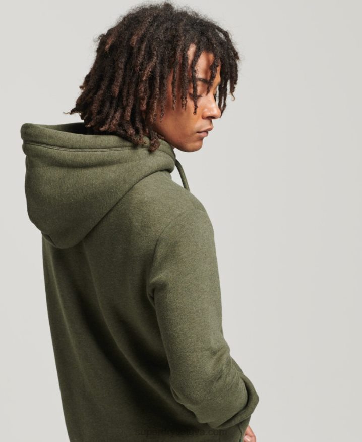 Superdry Organic Cotton Essential Logo Hoodie Khaki Men