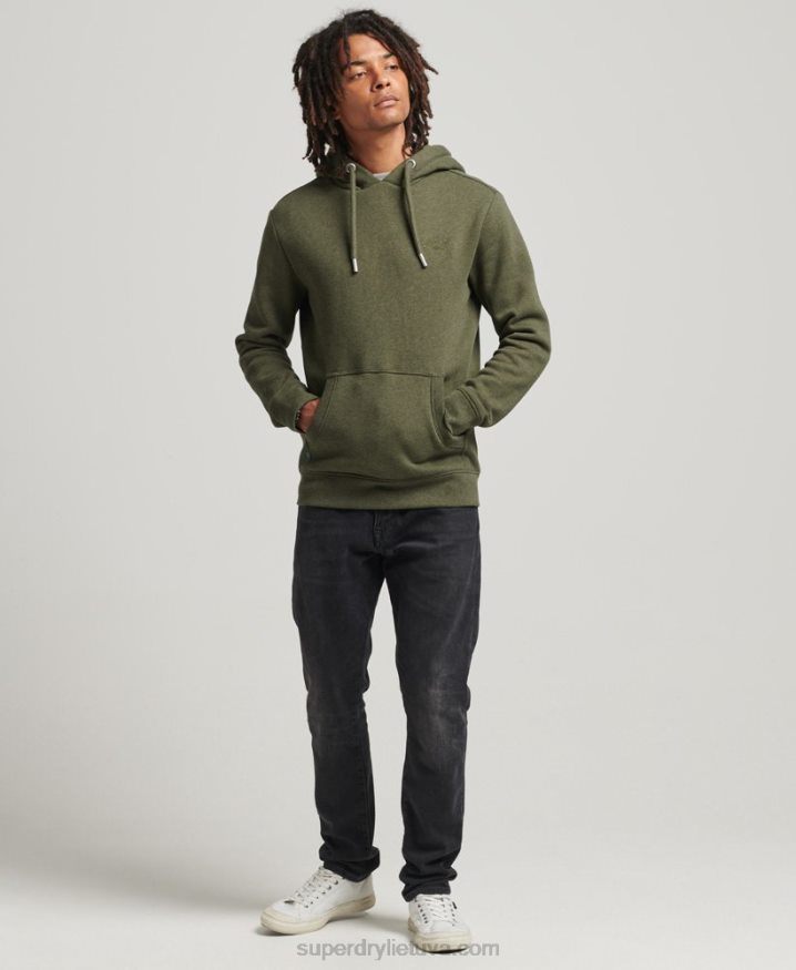 Superdry Organic Cotton Essential Logo Hoodie Khaki Men