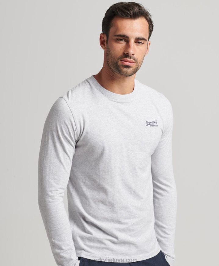 Superdry Organic Cotton Essential Logo Long Sleeved Top Light Grey Men