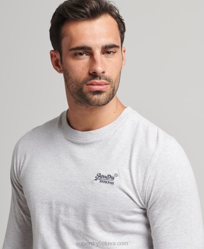 Superdry Organic Cotton Essential Logo Long Sleeved Top Light Grey Men