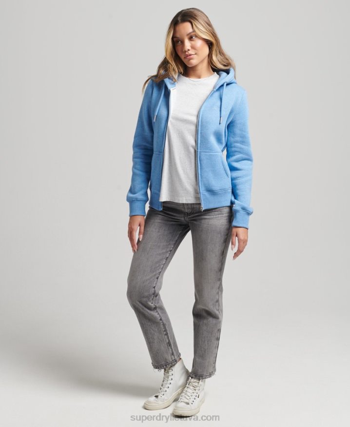 Superdry Organic Cotton Essential Logo Zip Hoodie Blue Women