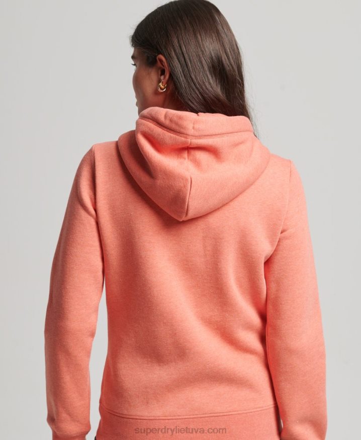 Superdry Organic Cotton Essential Logo Zip Hoodie Coral Women