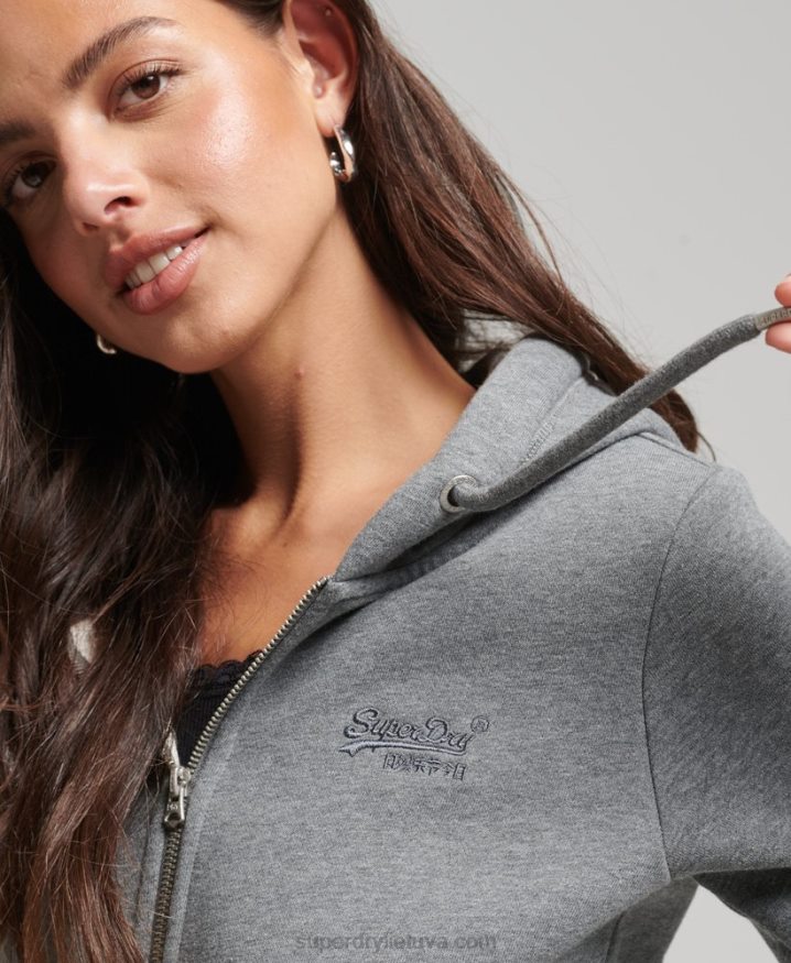 Superdry Organic Cotton Essential Logo Zip Hoodie Grey Women