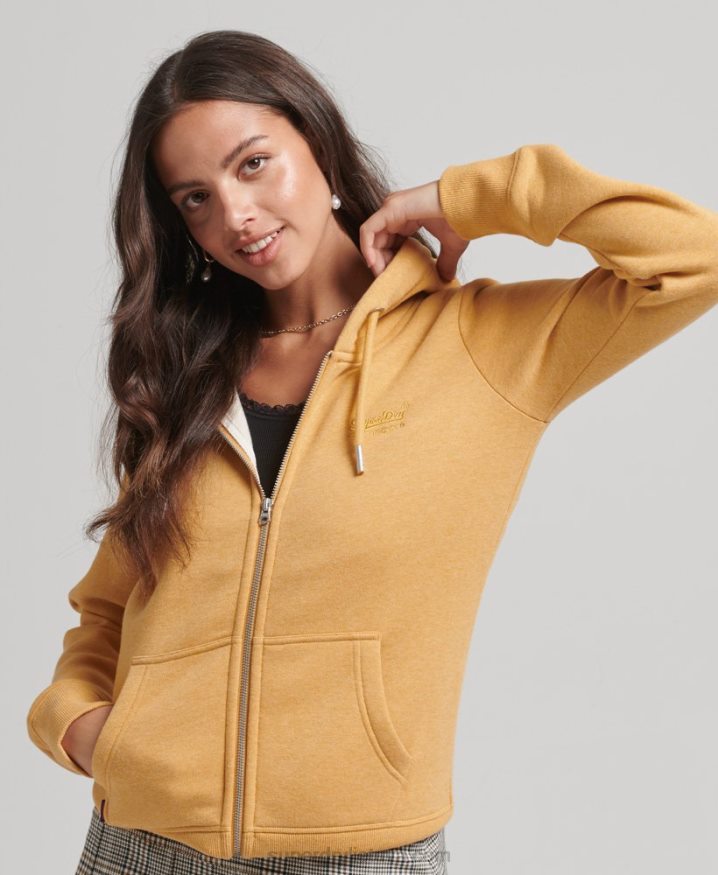 Superdry Organic Cotton Essential Logo Zip Hoodie Yellow Women