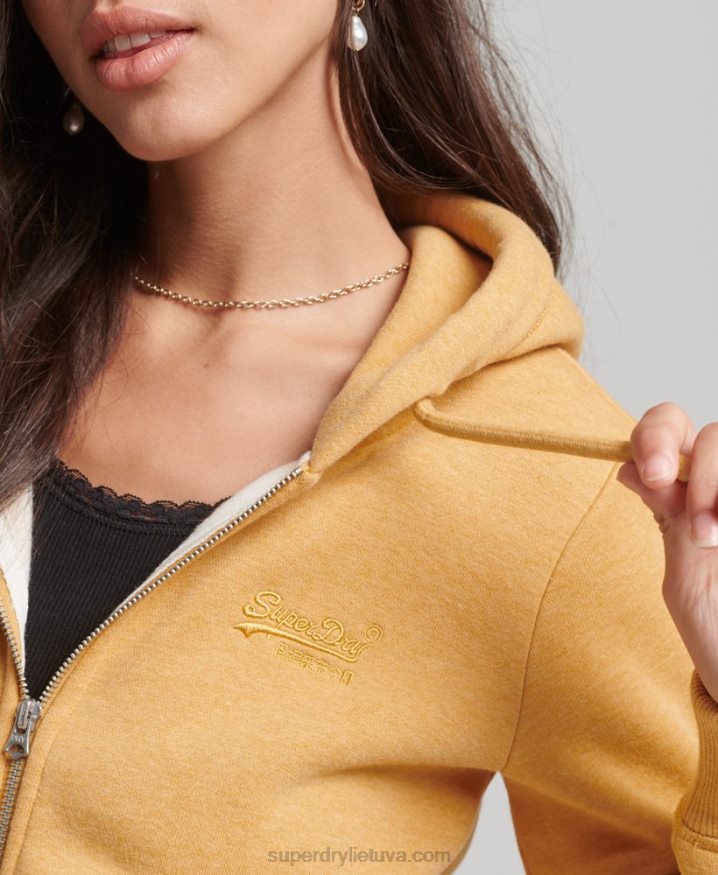 Superdry Organic Cotton Essential Logo Zip Hoodie Yellow Women