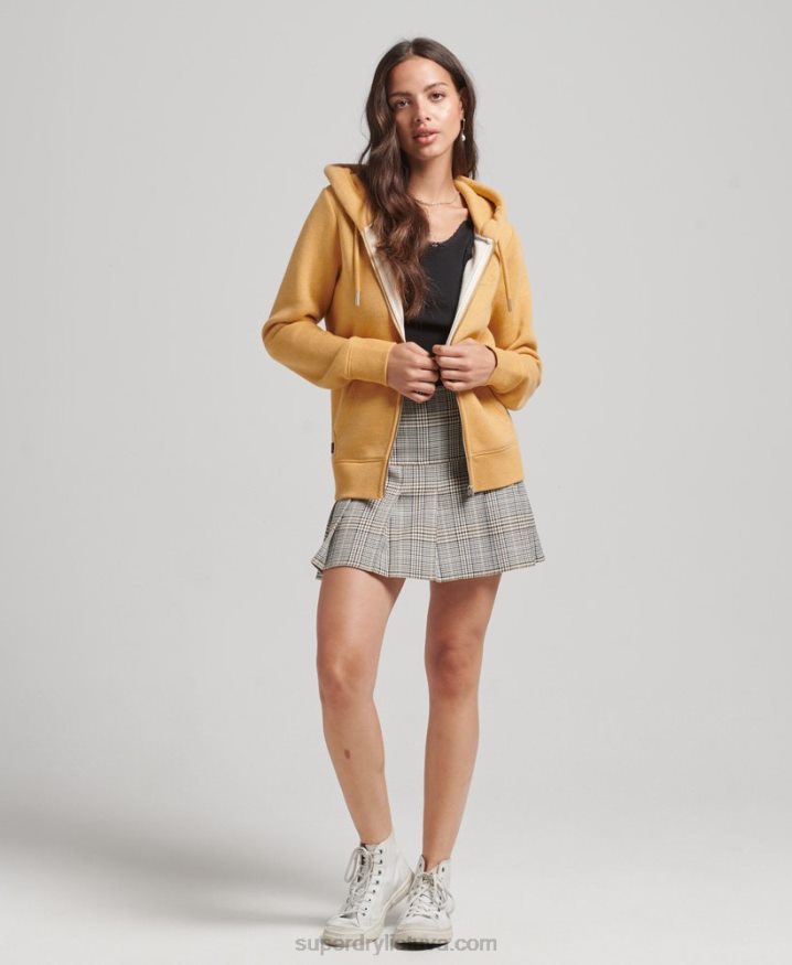 Superdry Organic Cotton Essential Logo Zip Hoodie Yellow Women