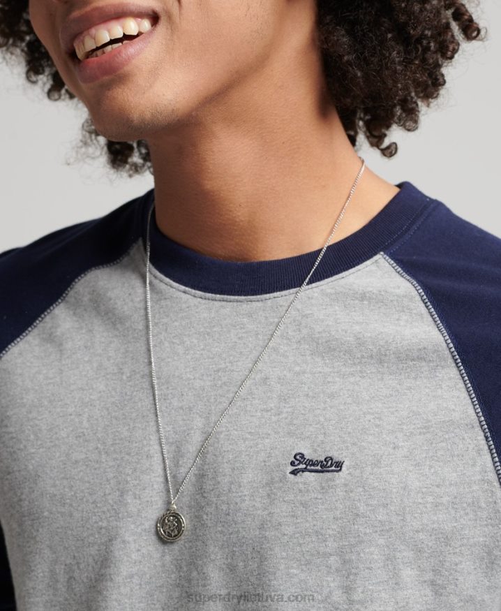 Superdry Organic Cotton Essential Long Sleeved Baseball Top Navy Men