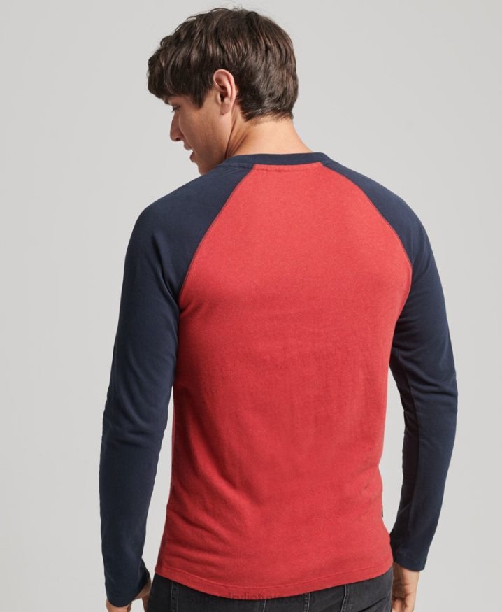 Superdry Organic Cotton Essential Long Sleeved Baseball Top Red Men