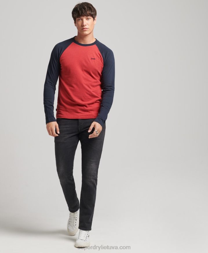 Superdry Organic Cotton Essential Long Sleeved Baseball Top Red Men