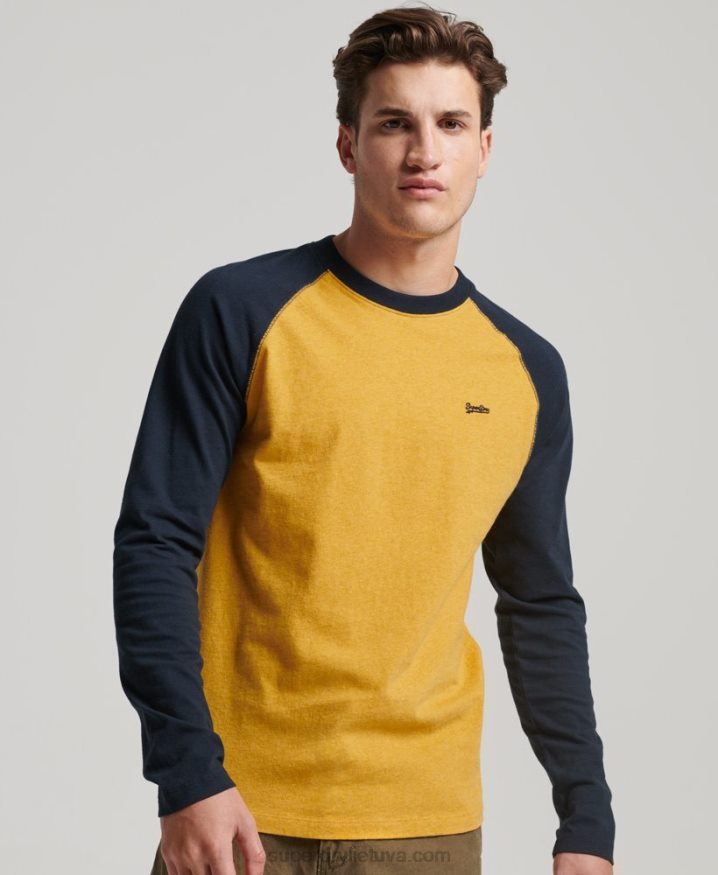 Superdry Organic Cotton Essential Long Sleeved Baseball Top Yellow Men