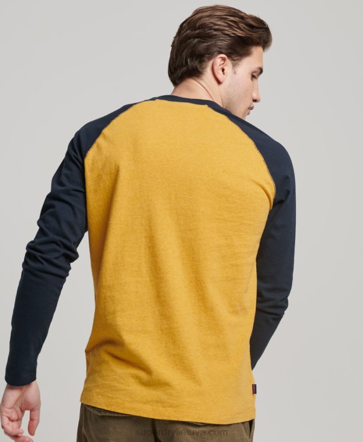 Superdry Organic Cotton Essential Long Sleeved Baseball Top Yellow Men