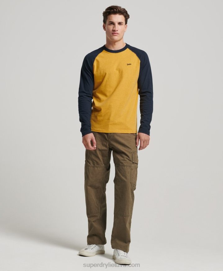 Superdry Organic Cotton Essential Long Sleeved Baseball Top Yellow Men