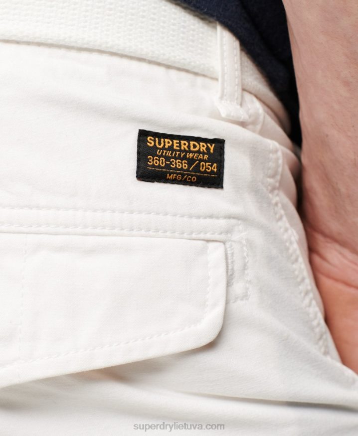 Superdry Organic Cotton Heavy Cargo Shorts White Men