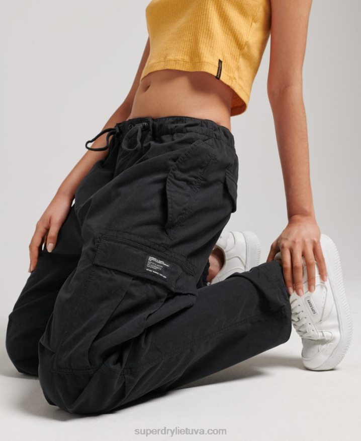 Superdry Organic Cotton Parachute Grip Pants Black Women