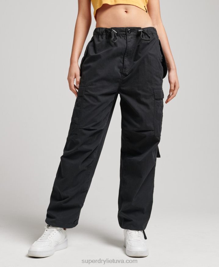 Superdry Organic Cotton Parachute Grip Pants Black Women