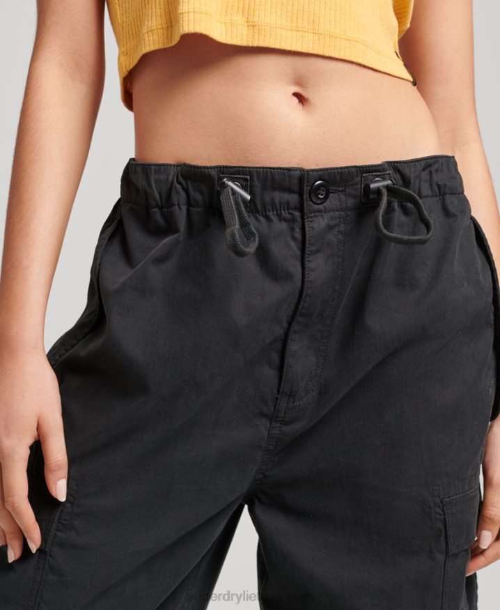 Superdry Organic Cotton Parachute Grip Pants Black Women