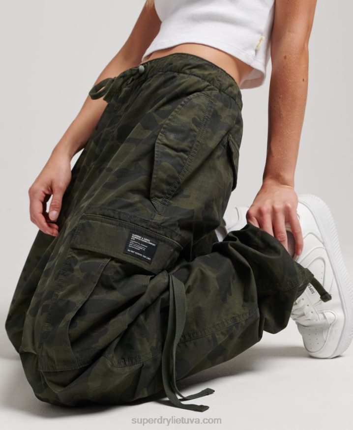 Superdry Organic Cotton Parachute Grip Pants Green Women