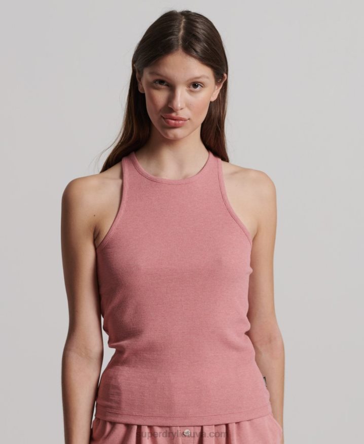 Superdry Organic Cotton Ribbed Vest Pink Women