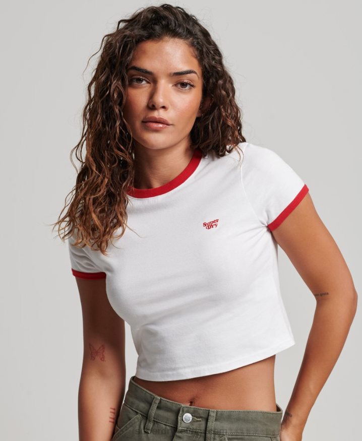 Superdry Organic Cotton Ringer Crop T-shirt White Women