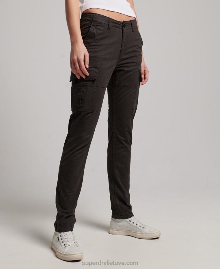 Superdry Organic Cotton Slim Cargo Pants Black Women