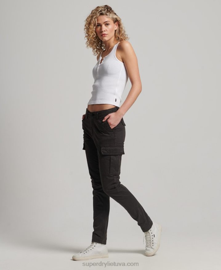 Superdry Organic Cotton Slim Cargo Pants Black Women