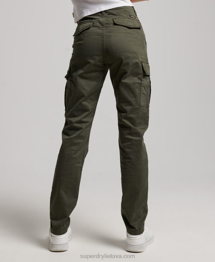 Superdry Organic Cotton Slim Cargo Pants Green Women