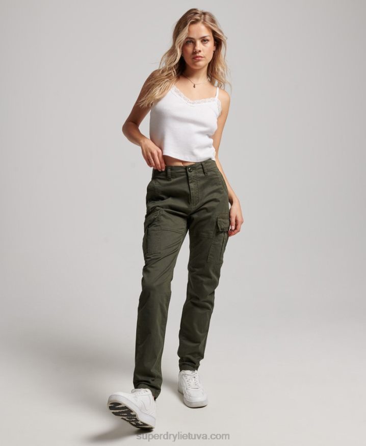 Superdry Organic Cotton Slim Cargo Pants Green Women