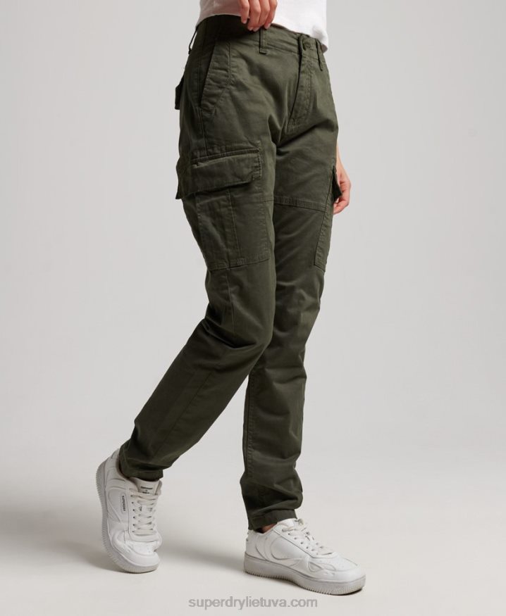 Superdry Organic Cotton Slim Cargo Pants Green Women