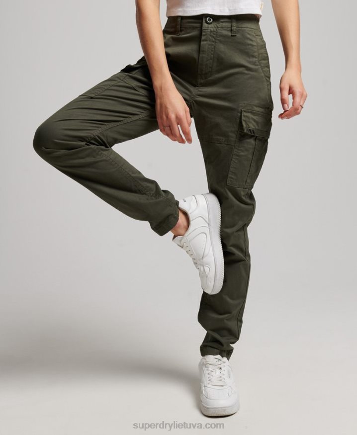 Superdry Organic Cotton Slim Cargo Pants Green Women