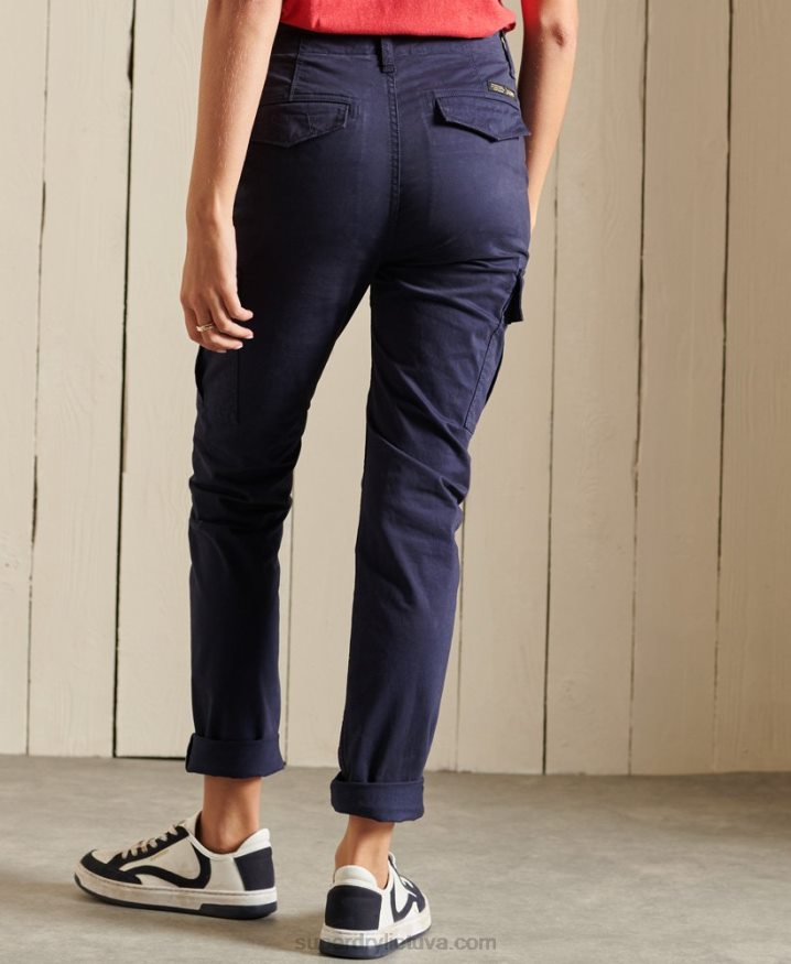 Superdry Organic Cotton Slim Cargo Pants Navy Women