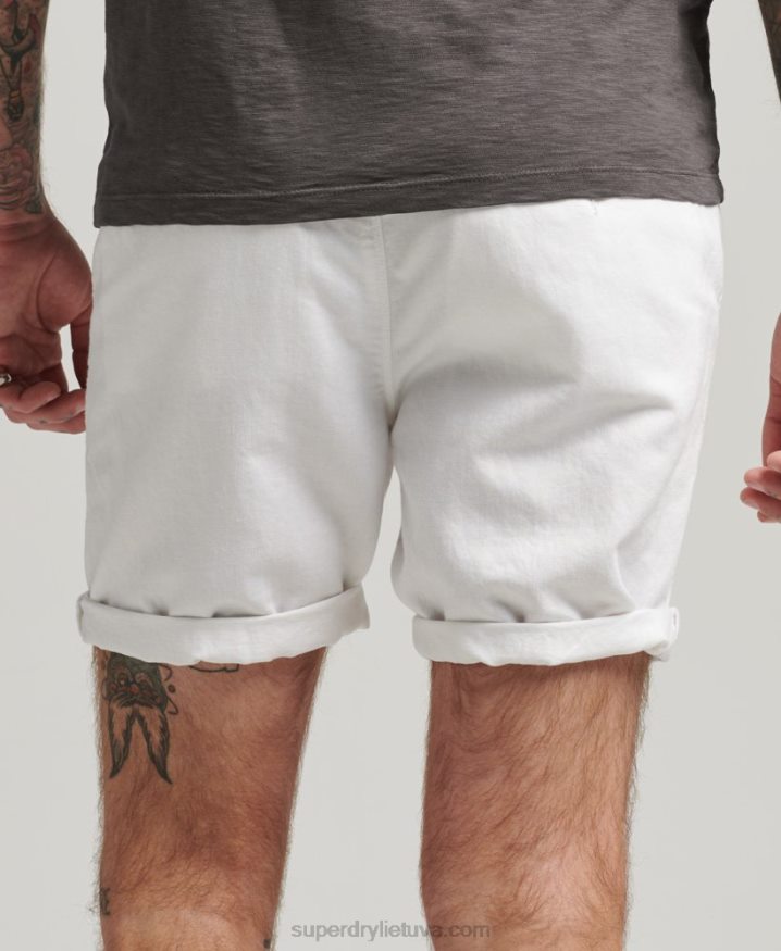 Superdry Organic Cotton Studios Linen Turn Up Shorts White Men