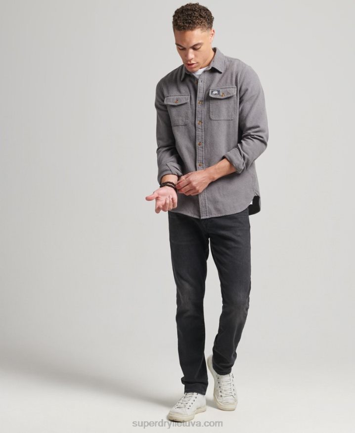 Superdry Organic Cotton Trailsman Flannel Shirt Grey Men