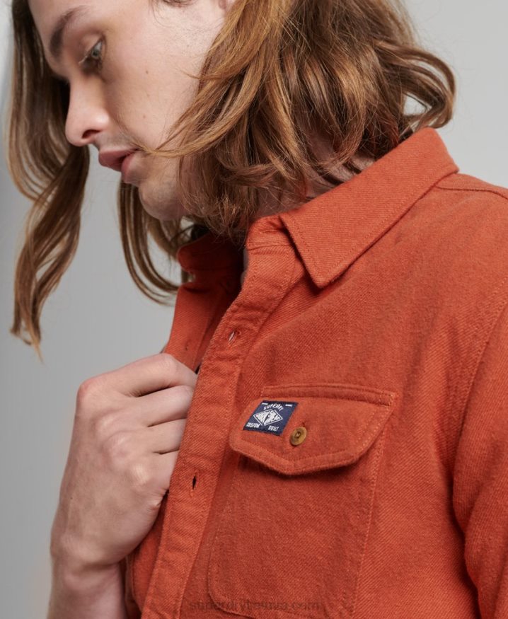 Superdry Organic Cotton Trailsman Flannel Shirt Orange Men