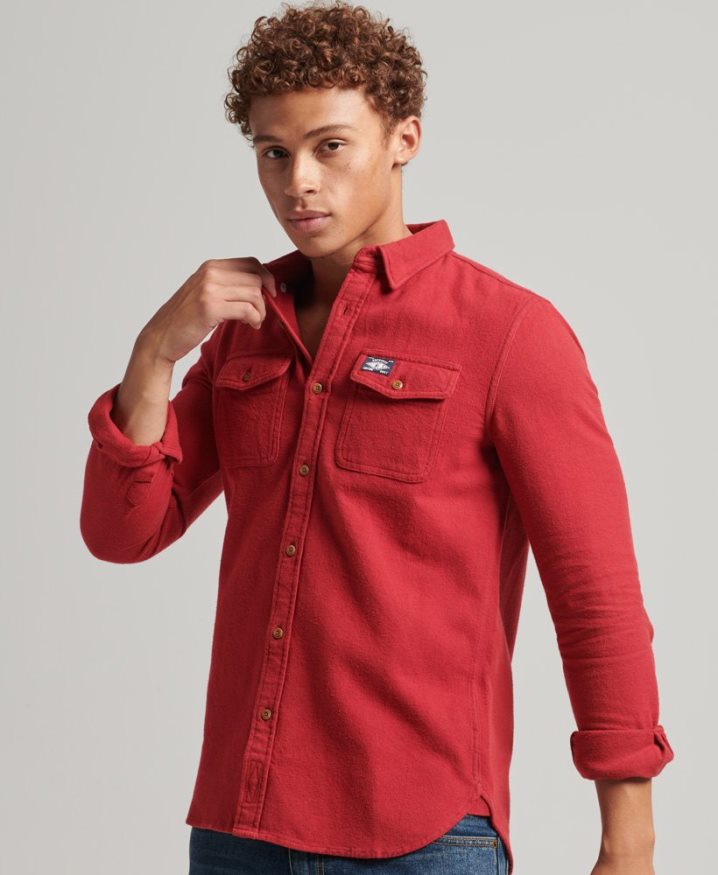 Superdry Organic Cotton Trailsman Flannel Shirt Red Men