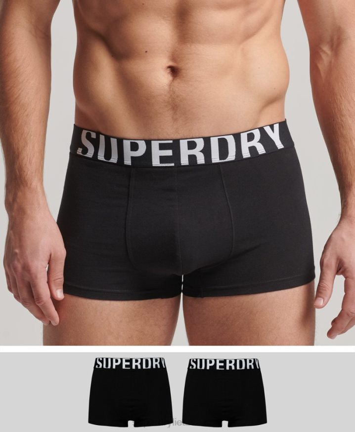 Superdry Organic Cotton Trunk Logo Double Pack Black Men