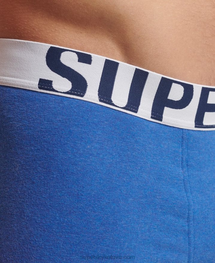 Superdry Organic Cotton Trunk Logo Double Pack Blue Men