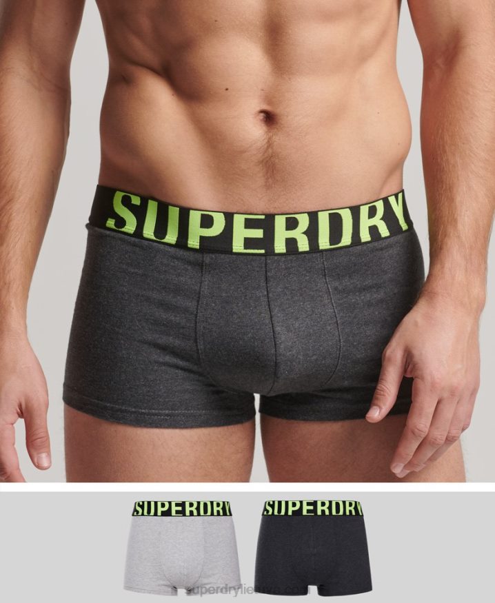 Superdry Organic Cotton Trunk Logo Double Pack Grey Men