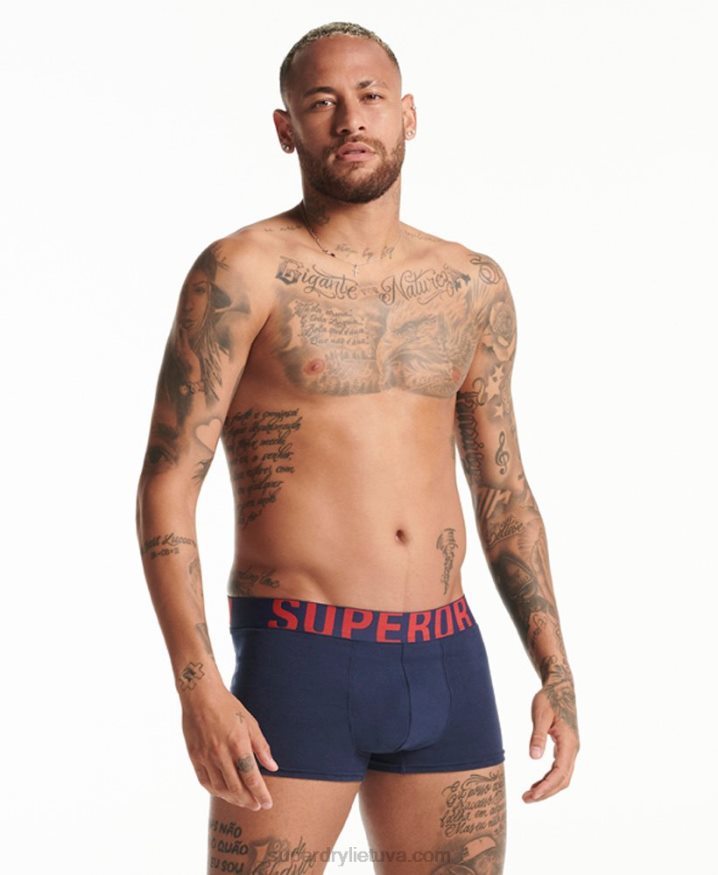 Superdry Organic Cotton Trunk Logo Double Pack Navy Men