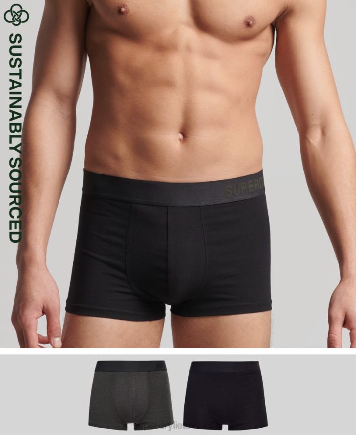 Superdry Organic Cotton Trunk Offset Double Pack Black Men