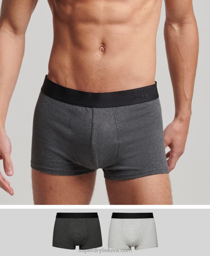 Superdry Organic Cotton Trunk Offset Double Pack Dark Grey Men