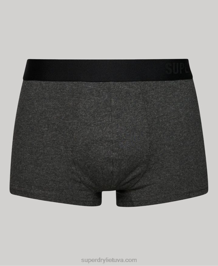 Superdry Organic Cotton Trunk Offset Double Pack Dark Grey Men