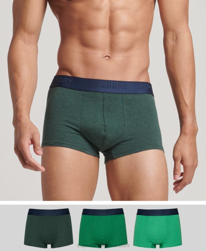 Superdry Organic Cotton Trunk Triple Pack Green Men